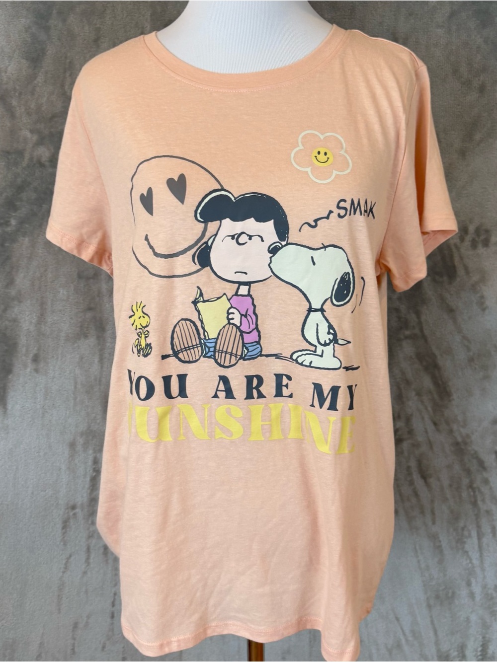 Peanuts Snoopy You Are My Sunshine Women's Size Small T-Shirt Peach